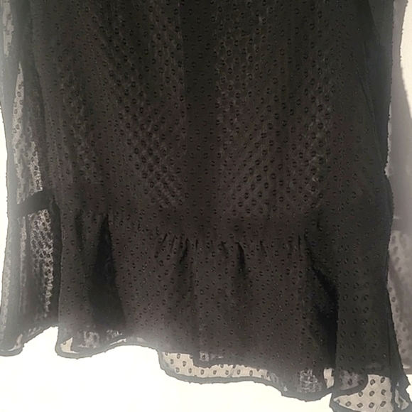H&M Black Sheer Polka-Dot Blouse with Studs Around Neck, Size: 6 - Picture 6 of 8